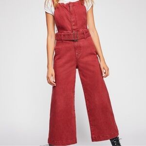 Free People Belted Twill Overalls Size 8